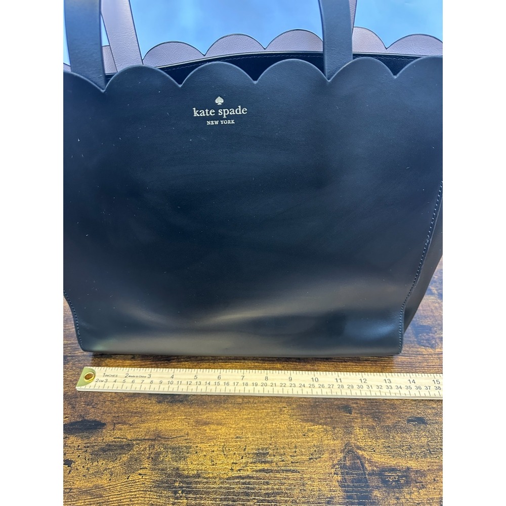 Kate Spade New York Mina Magnolia Street Scalloped Tote Bag Black Pink Purse - Picture 4 of 16